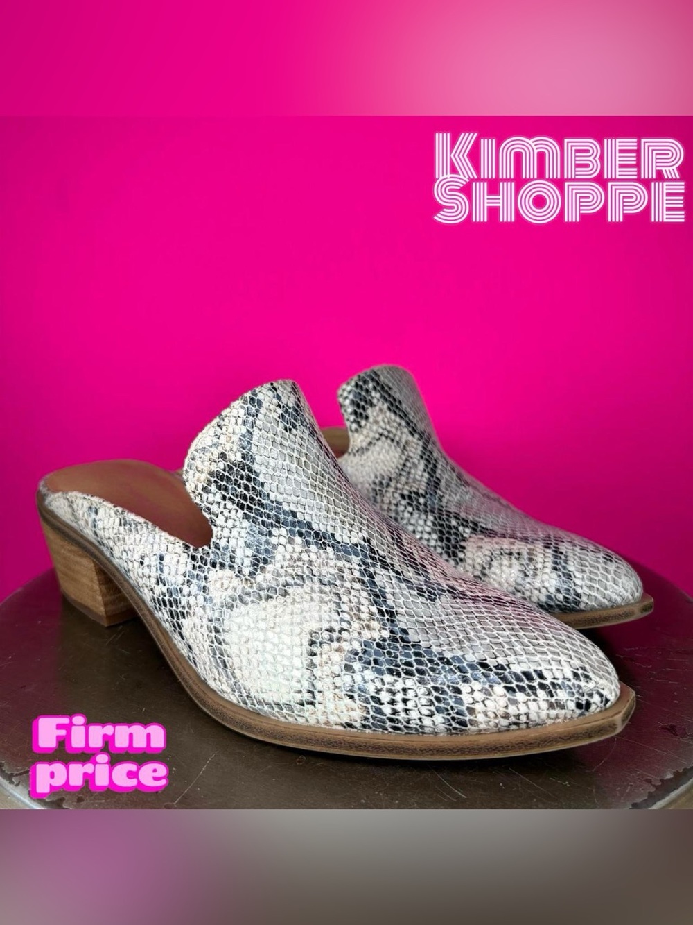 Chinese Laundry Marnie Snake Print Stacked Heel Mule US 6.5 UK 4.5 EU 37